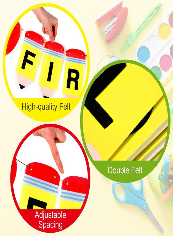 Mindsoft لافتة أقلام رصاص من Mindsoft لأول يوم دراسي، مزينة بزينة إكليل المدرسة، وأقلام تلوين، وأقلام رصاص، ولافتات من اللباد لتزيين الفصول الدراسية، ولوازم الحفلات. - Image 5